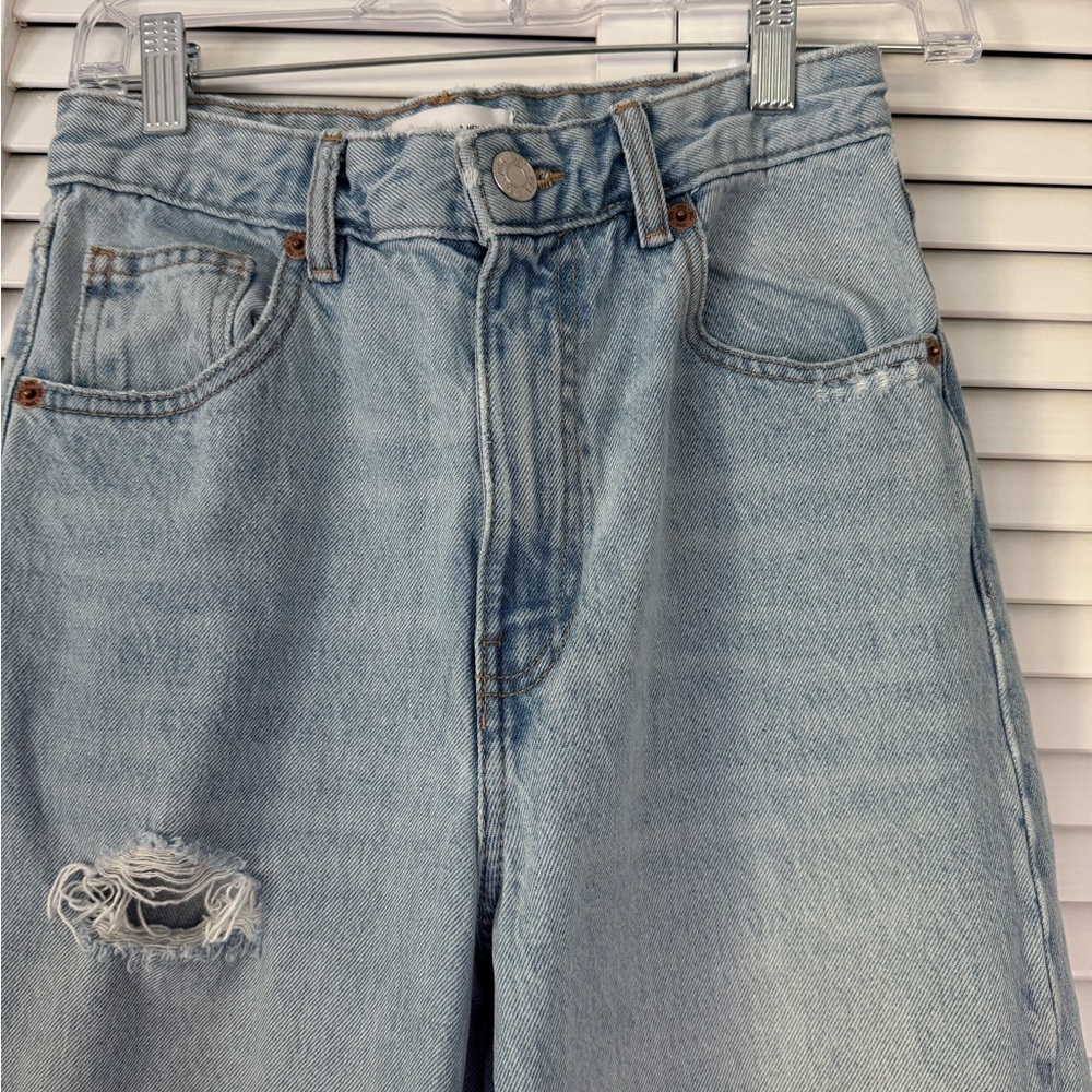 Zara distressed Straight Jeans Wide leg size 4 - Picture 2 of 10
